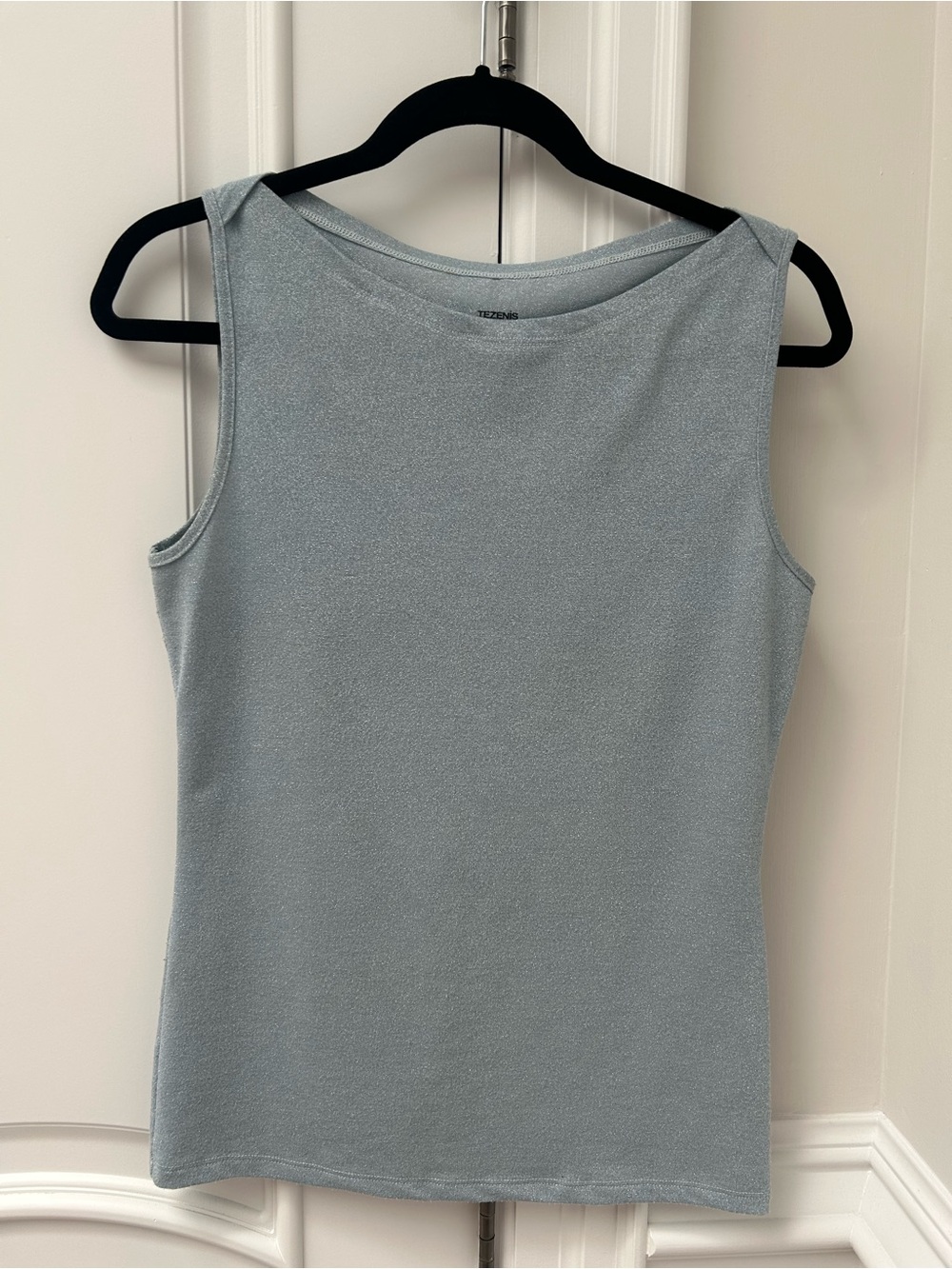 Light Blue & silver Sleeveless Knit Tank Top